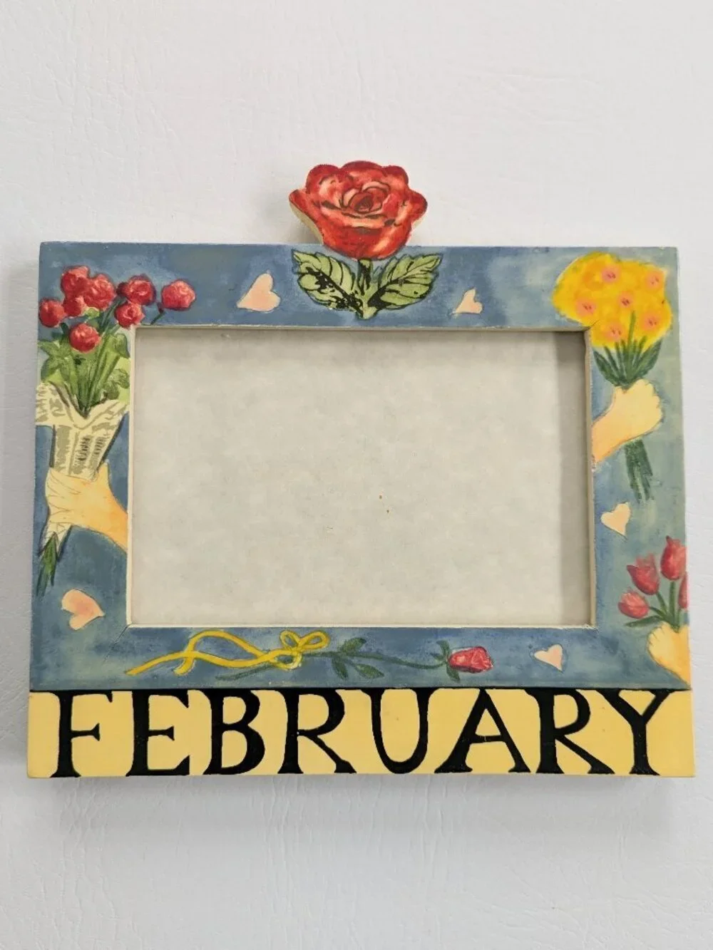 Vintage Exposures Photo Frame February Months Of The Year Hand Painted Wooden